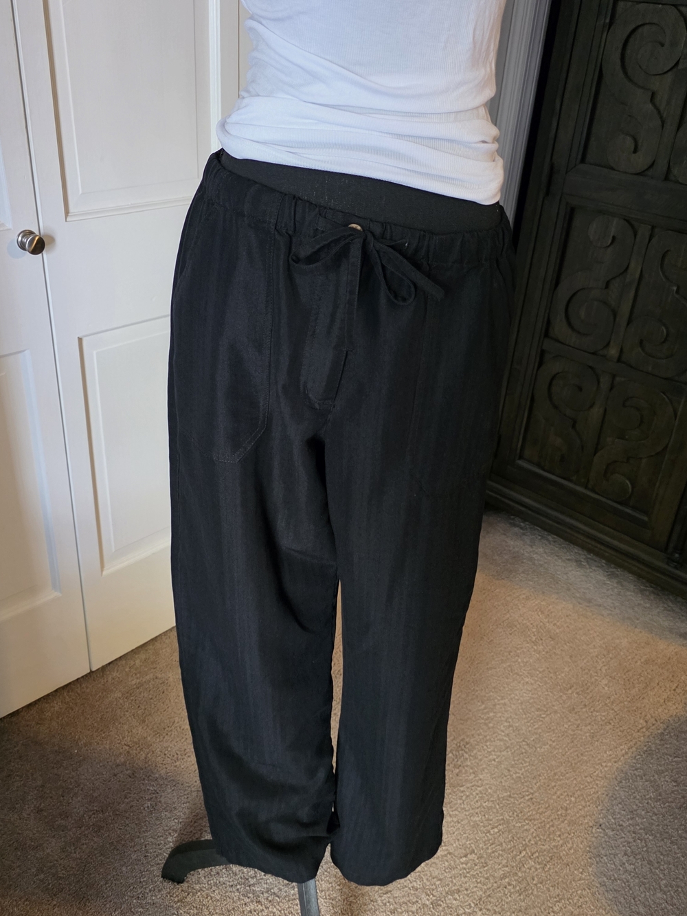 Havana Jack’s Cafe Black Wide Leg Pants Elastic Waist Resort